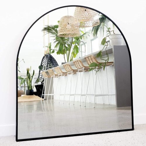 Arched Mirror, 33" x 31" Inches - Black Frame Mirror for Wall Decor